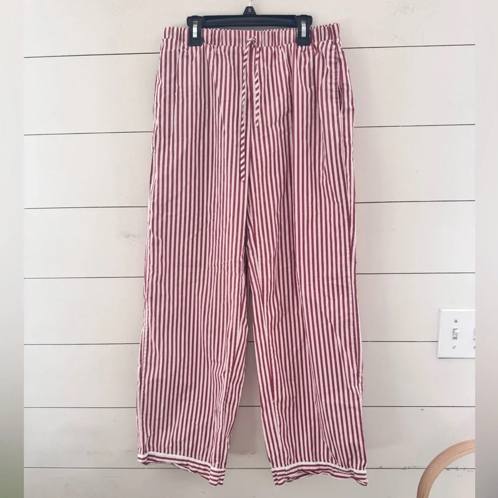 Happily Grey Striped Long Sleeve Button Up Cotton Pajama Set Sz Small